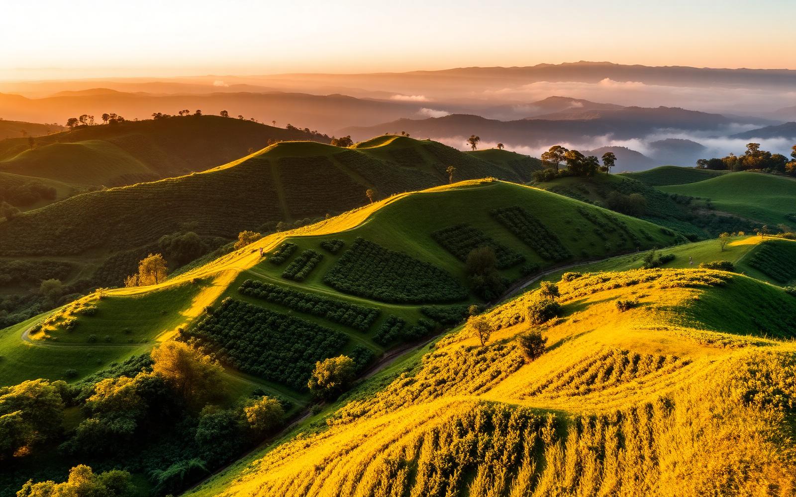 Kenyan coffee farm at sunrise
